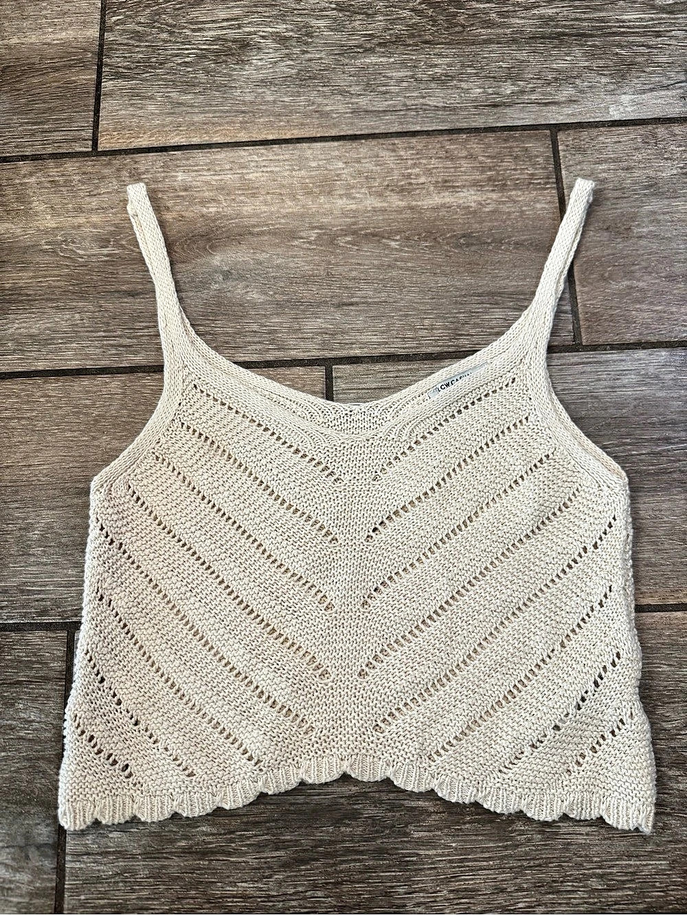 LCW Casual Crochet Knit Camisole Cream Small Like New